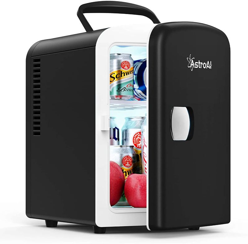 Photo 1 of AstroAI Mini Fridge, 4 Liter/6 Can AC/DC Portable Thermoelectric Cooler and Warmer Refrigerators for Christmas Gift, Skincare, Beverage, Food, Home, Office and Car, ETL Listed (Black)
