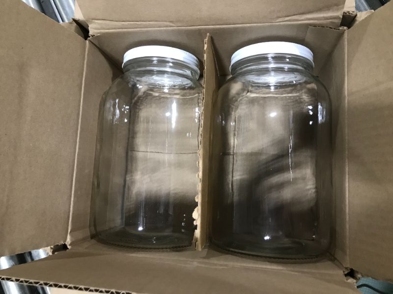 Photo 2 of 2 Pack 1 Gallon Glass Large Mason Jars Wide Mouth with Airtight Metal Lid, Safe for Fermenting Kombucha Kefir Kimchi, Pickling, Storing and Canning, Dishwasher Safe, Made in USA By Kitchentoolz
