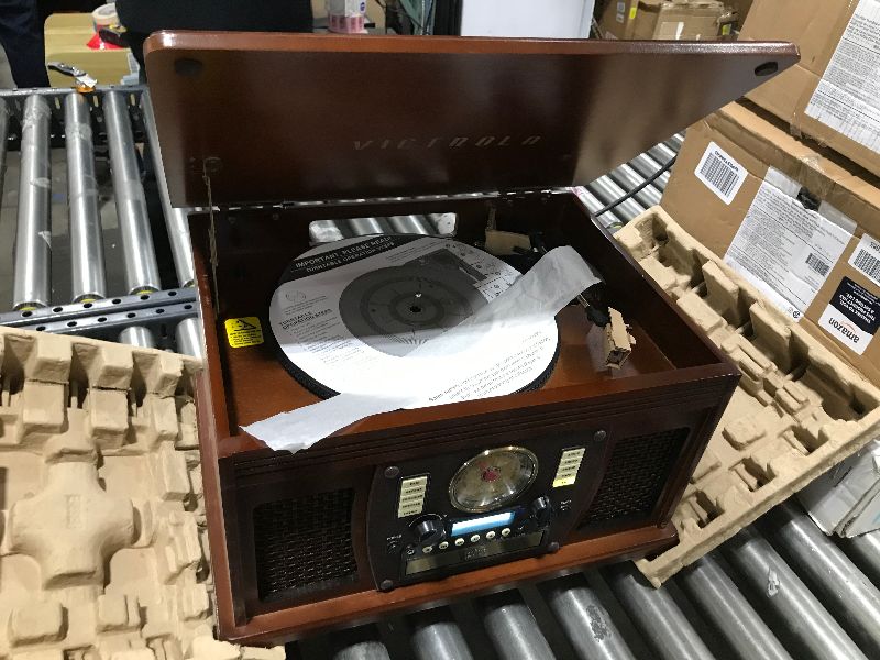 Photo 2 of  Victrola 8-in-1 Bluetooth Record Player & Multimedia Center, Built-in Stereo Speakers - Turntable, Wireless Music Streaming, Real Wood | Espresso 