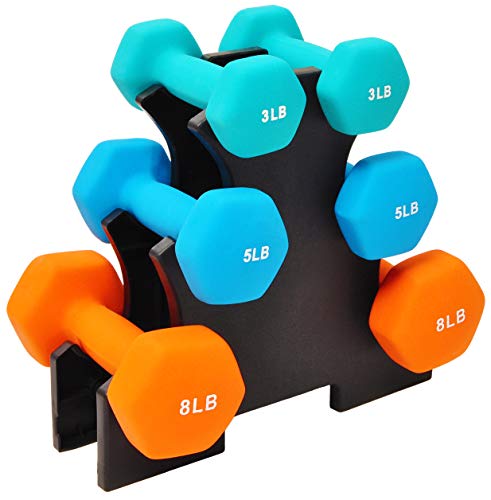 Photo 1 of  BalanceFrom Fitness Neoprene Coated Dumbbell Set W/ Stand 3 5 and 8Lbs 