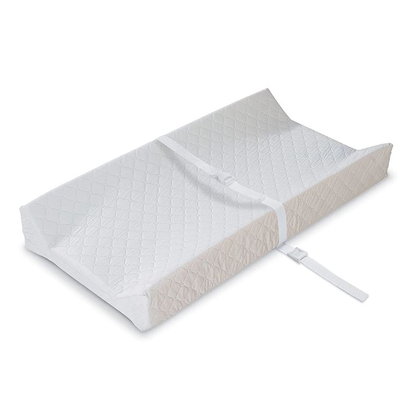 Photo 1 of  Summer Infant Contoured Changing Pad, 16” x 32”, White Comfortable & Secure Baby with Security Strap and Two High Curved Sides, Easy to Clean 