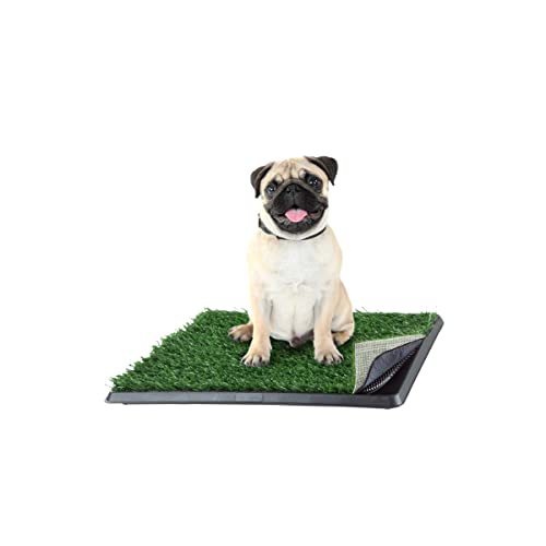 Photo 1 of  PETMAKER Artificial Grass Puppy Pad for Dogs and Small Pets - 19x15-Inch Reusable 4-Layer Training Potty Pad with Tray - Dog Housebreaking Supplies 