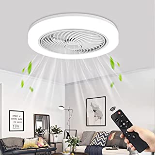 Photo 1 of Bladeless ceiling fan with light, 18 inch Ceiling Fan with Remote Control, 3 Colors LED Light small ceiling fan with light Modern, 3 Level Wind Speed Enclosed Ceiling Fan for Bedroom, Living Room