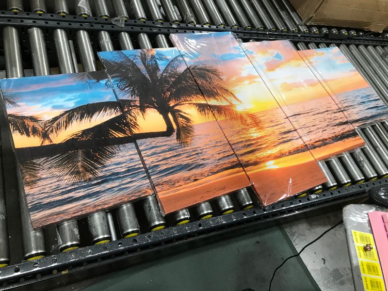 Photo 1 of 5 PCS 60 X 30 INCHES CANVAS WALL ART, PALM TREE/BEACH