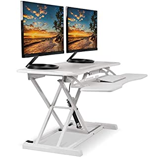 Photo 1 of TechOrbits Computer Desk Converter-37-inch Height Adjustable, MDF Wood, Sit-to-Stand Riser-White, 37" 