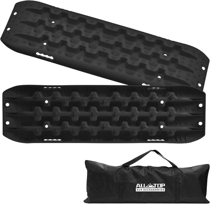 Photo 1 of  ALL-TOP 4x4 Recovery Boards - 2 Pcs Off Road Traction Tracks Mat for Sand Mud Snow 4WD Track Tire Ladder + Storage Bag (Black) 