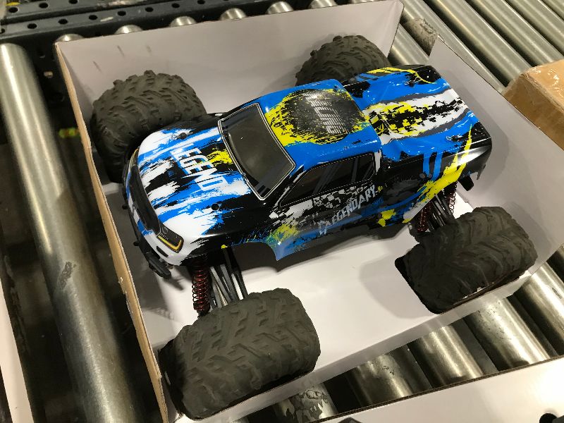 Photo 3 of 1:10 Scale Large RC Cars 50+ kmh Speed - Boys Remote Control Car 4x4 Off Road Monster Truck Electric - All Terrain Waterproof Toys Trucks for Kids and Adults - Blue-Yellow and Purple-Yellow