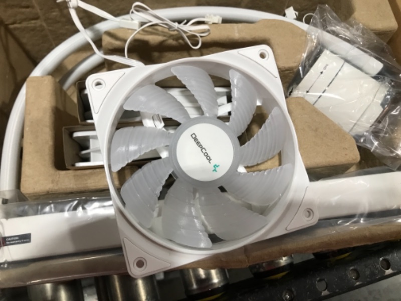 Photo 3 of DeepCool Liquid Cooler 360mm Castle 360EX ARGB Dual-Chamber Water Pump 2550RPM 300w TDP AIO Cooler Anti-Leak Tech with PWM Fans CPU Water Cooler Infinity Mirror for AMD AM4/AM5 LGA 1700/1200, White