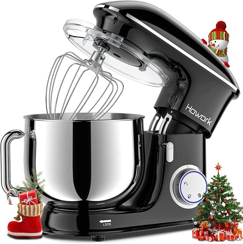 Photo 1 of  HOWORK 8.5QT Stand Mixer, 660W 6+P Speed Tilt-Head, Electric Kitchen Mixer With Dishwasher-Safe Dough Hook, Beater, Wire Whip & Pouring Shield (8.5 QT, Black) 