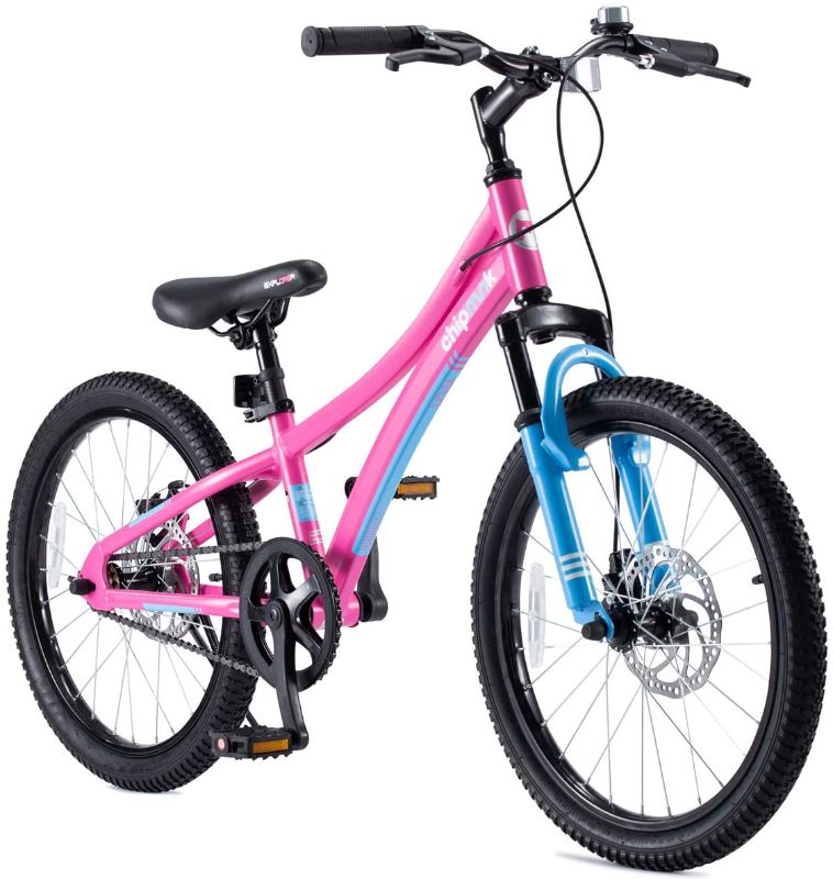Photo 1 of  Royalbaby Boys Girls Kids Bike Explorer 20 Inch Bicycle Front Suspension Aluminum Child S Cycle with Disc Brakes Pink 