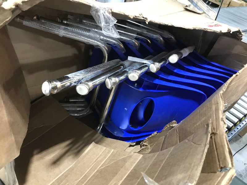 Photo 2 of  14" Blue Stack Chair with Swivel Glides - 6 Pack by Factory Direct Partners 