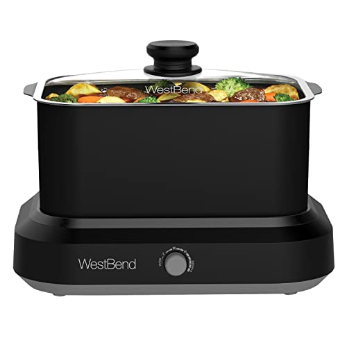 Photo 1 of  West Bend 87906BK Slow Cooker Large Capacity Non-stick Variable Temperature Control Includes Travel Lid and Thermal Carrying Case, 6-Quart, Black 