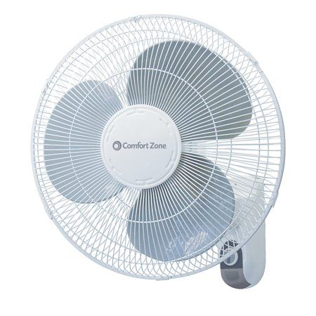 Photo 1 of  Comfort Zone 16 3-Speed Oscillating Wall-Mount Fan Adjustable Tilt White 