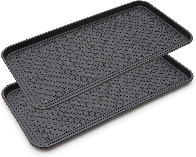 Photo 1 of 2 Pack Large Multifunctional Boot Tray Boot Mat Washable Indoor or Outdoor Tray Mat for Shoes Boots Plants Pots Paint Tins Pet Bowls Car Storage, 30 x 15 x 1.2 Inches
