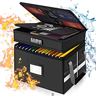 Photo 1 of Fireproof Document Box with Lock, File Organizer 2-Layer Collapsible File Safe Box