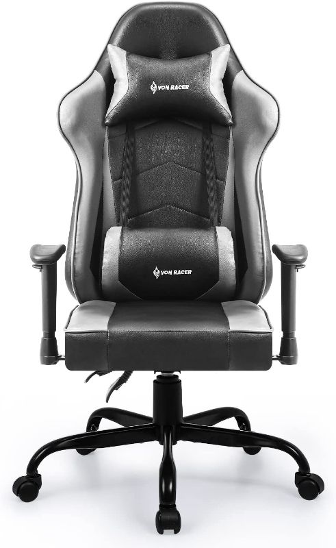 Photo 1 of Bosmiller Massage Gaming Chair Racing Video Gaming Chair Gaming Computer Desk Chair with Adjustable Armrests Adjustable Swivel Chair Ergonomic 3D Spine Support and High Back for Adults (Grey)
