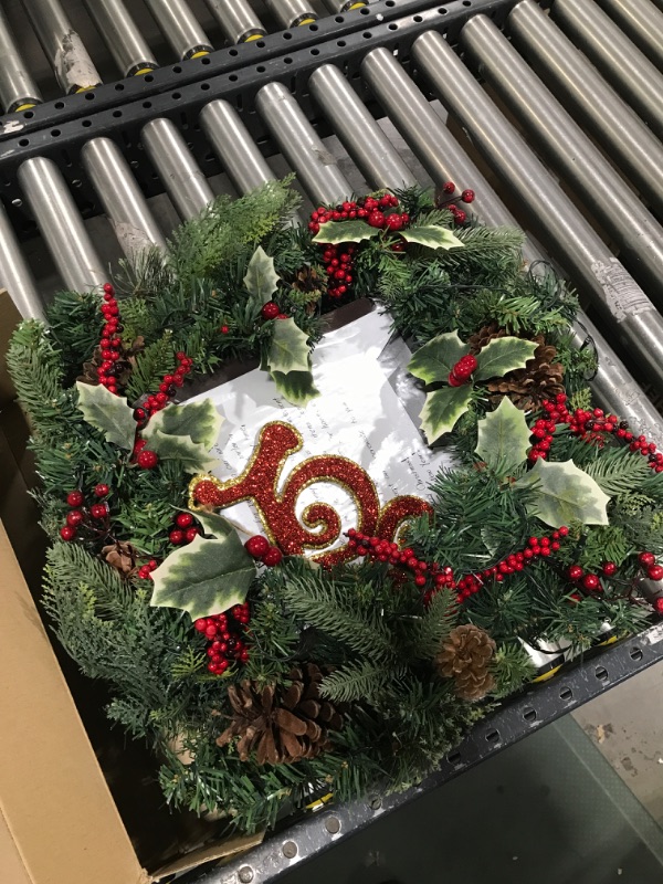 Photo 2 of 24-inch Battery Operated 50 LED Christmas Wreath