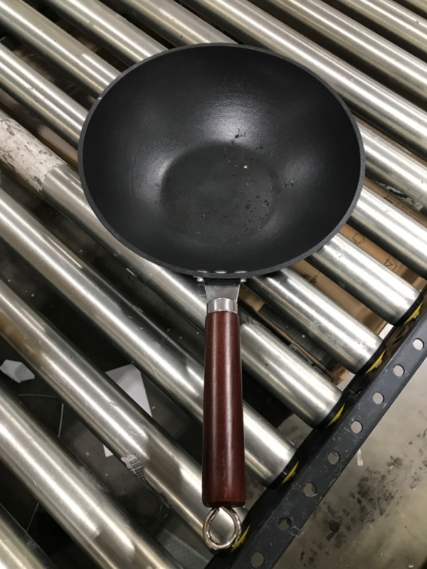 Photo 2 of 21st & Main Light weight Cast Iron Wok, Stir Fry Pan, Wooden Handle, with Glass lid, 11 Inch