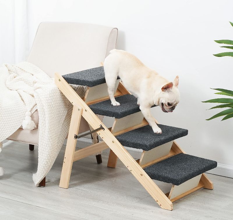 Photo 1 of  SweetBin Wood Pet Stairs/Pet Steps for All Dogs and Cats - 2-in-1 Foldable Carpeted Dog Stairs & Ramp Perfect for Beds and Cars - Portable Dog/Cat Ladder Up to 150 Pounds 