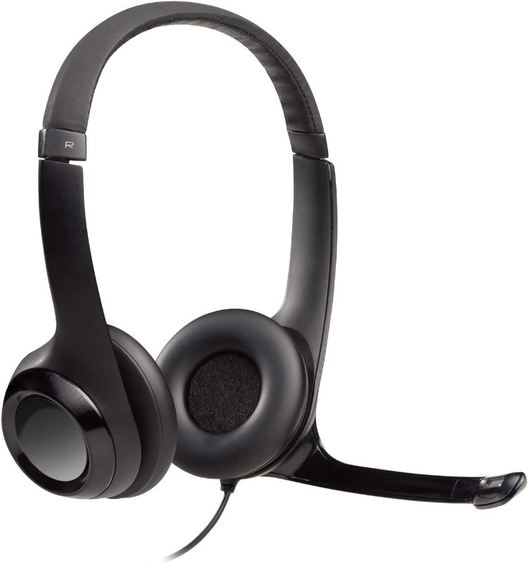 Photo 1 of  Logitech H390 Wired Headset, Stereo Headphones with Noise-Cancelling Microphone, USB, In-Line Controls, PC/Mac/Laptop - Black 