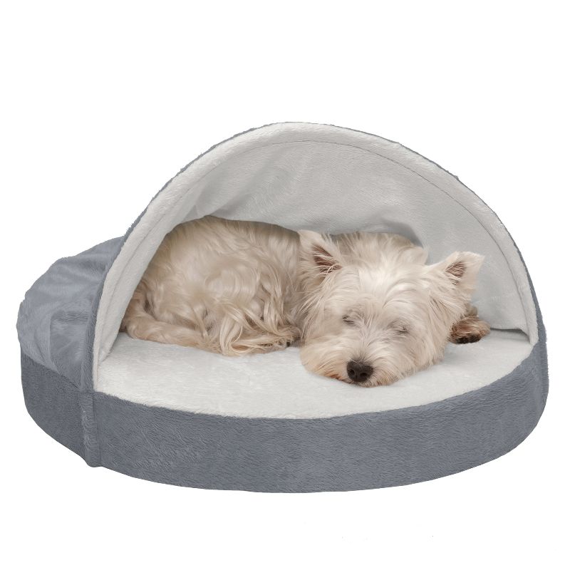 Photo 1 of  FurHaven Microvelvet Snuggery Gel Top Covered Cat & Dog Bed W/Removable Cover, Gray, 26-in 