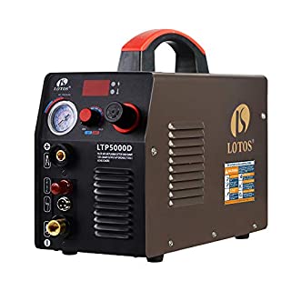 Photo 1 of Lotos Technology LTP5000D 50Amp Non-Touch Pilot Arc Plasma Cutter, Dual Voltage 110V/220V, 1/2 Inch Clean Cut, Brown