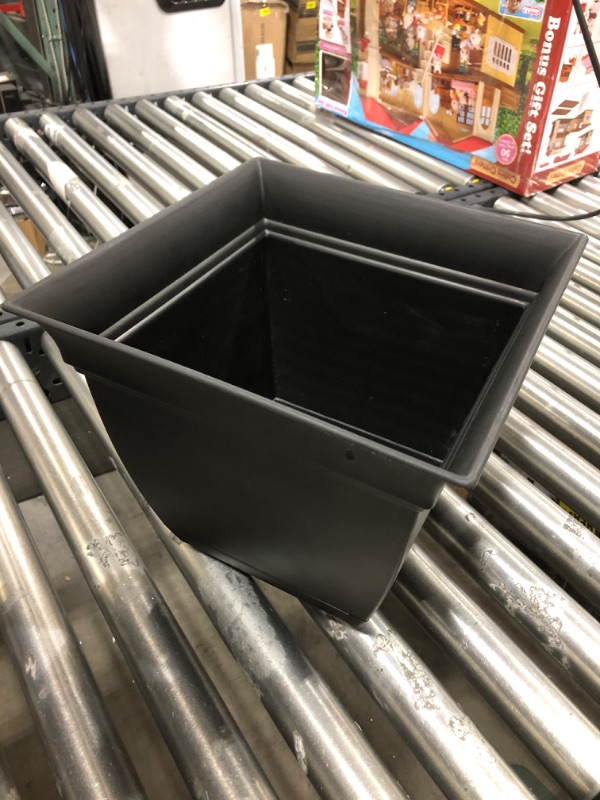 Photo 2 of  The HC Companies 12 Inch Eclipse Plastic Square Planter - Indoor or Outdoor Plant Pots with Saucer in Black 