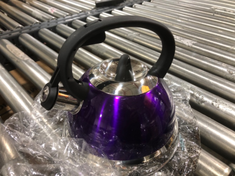 Photo 2 of  Mr. Coffee Flintshire 1.75 Quart Whistling Stovetop Tea Kettle in Purple - 1.75 Quart 