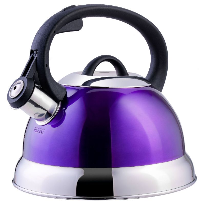 Photo 1 of  Mr. Coffee Flintshire 1.75 Quart Whistling Stovetop Tea Kettle in Purple - 1.75 Quart 