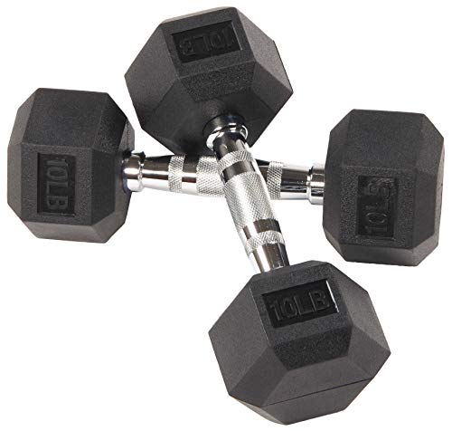 Photo 1 of  BalanceFrom Rubber Encased Hex Dumbbell in Pairs, Black, 10 Lbs 