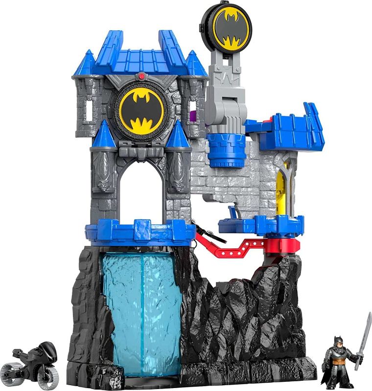 Photo 1 of  Imaginext DC Super Friends Batman Toy, Wayne Manor Batcave Playset with Batman Figure Batcyle and Accessories 