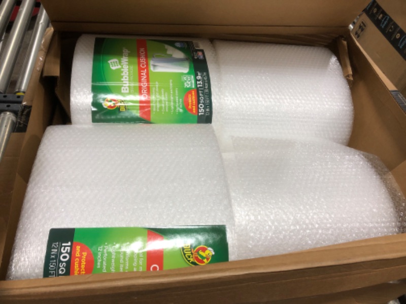 Photo 1 of Duck Brand Bubble Wrap Roll, 12" x 600', Original Bubble Cushioning for Packing, Shipping, Mailing and Moving, Perforated Every 12" (286837) 12 in. x 600 ft.