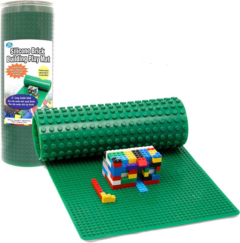 Photo 1 of  SCS Direct Brick Building Blocks Silicone Playmat - 32" Rollable and Portable Two Sided playmat for Activity Tables - Compatible with and Tight fit with All Major Building Blocks Brands 