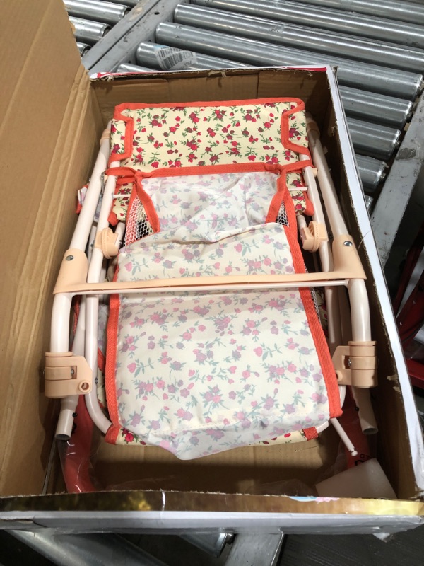 Photo 2 of Baby Doll Stroller for Toddler Girls & Big Kids up to 8 Years Old | 28” Baby Stroller for Dolls, Toy Baby Stroller with Cute Coral Floral Print, Mesh Storage Basket, Canopy, Handle Grips, Rubber Tires