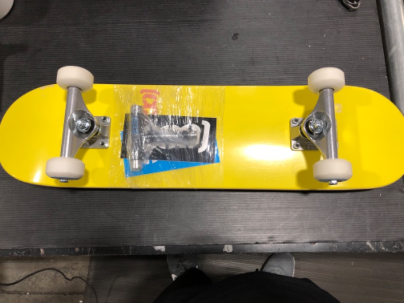 Photo 2 of [CCS] Skateboard Complete - Maple Wood - Professional Grade - Fully Assembled with Skate Tool and Stickers - Adults, Kids, Teens, Youth - Boys and Girls Yellow 7.00" x 27.75" (mini)