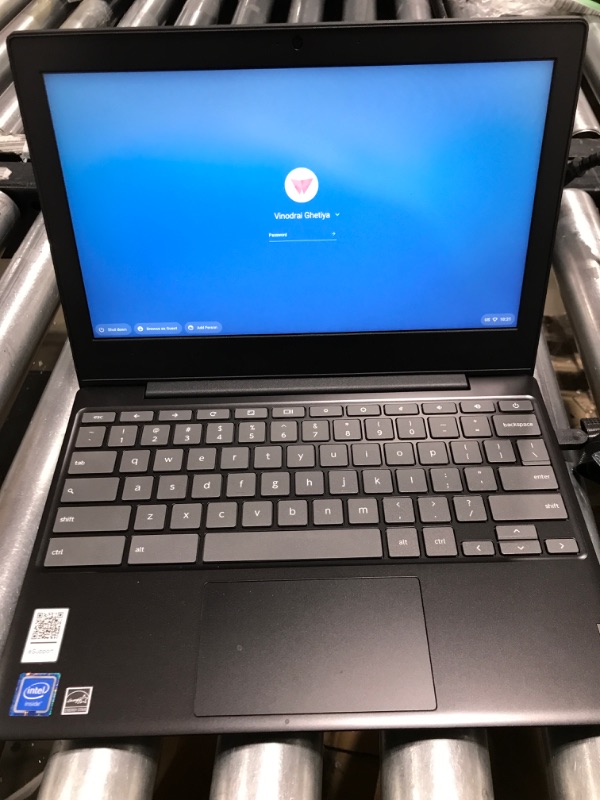 Photo 2 of Lenovo - Chromebook 3 11.6" HD Laptop - Celeron N4020 - 4GB Memory - 64GB eMMC - Onyx Black **Account Locked, needs to be factory reset**
