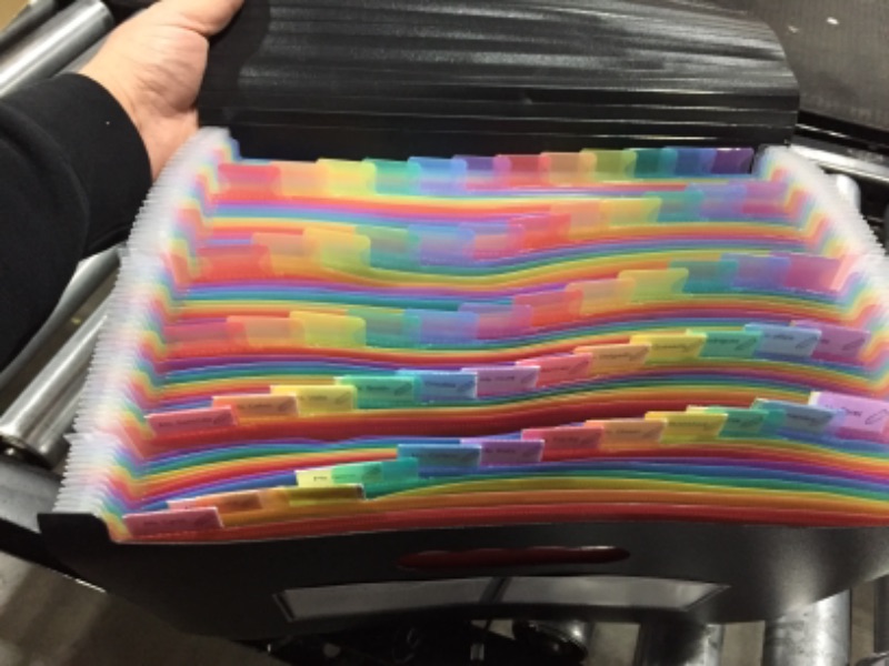 Photo 1 of ThinkTex Accordian File Organizer, 24 Pockets Expanding File Folders, Monthly Bill Receipt Documents Organizer, Colorful Tabs, Letter/A4 Size
