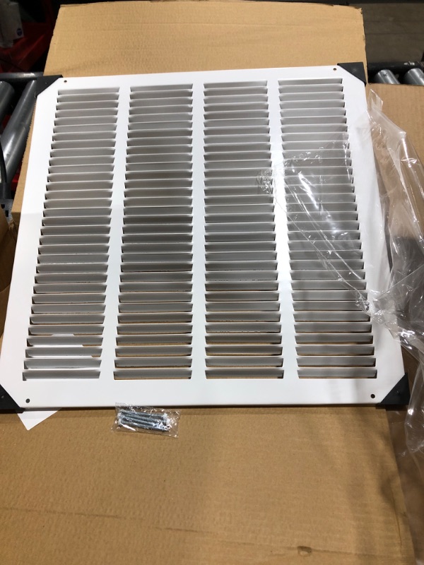 Photo 2 of 16"w X 16"h Steel Return Air Grilles - Sidewall and Ceiling - HVAC Duct Cover - White [Outer Dimensions: 17.75"w X 17.75"h] 16 X 16 White