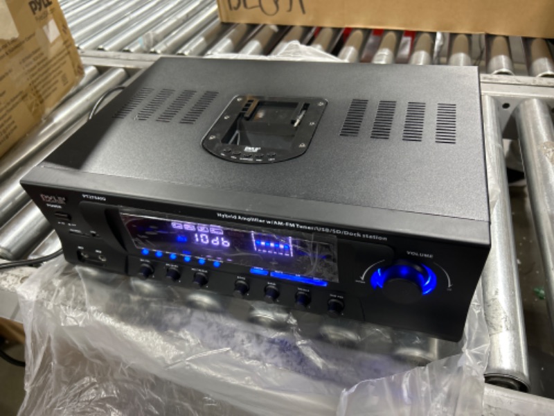 Photo 2 of 300W Digital Stereo Receiver System - AM/FM Qtz. Tuner, USB/SD Card MP3 Player & Subwoofer Control, A/B Speaker, IPhone MP3 Input with Karaoke, Cable & Remote - PT270AIU Amplifier System 300W with USB, SD Input