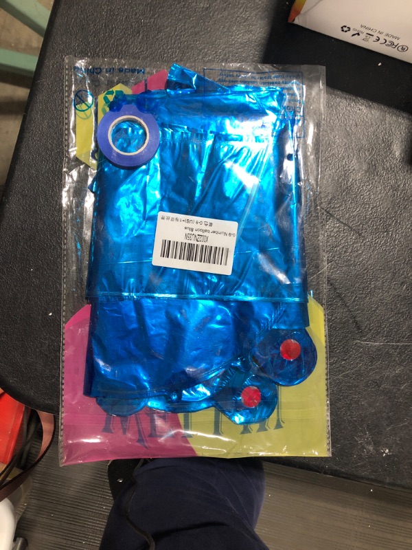 Photo 2 of 16" Number 0-9 Pack of 10 Blue Foil Mylar Balloons, Aluminum Hanging Foil Film (Solid Blue, 0-9) Solid Blue 0-9