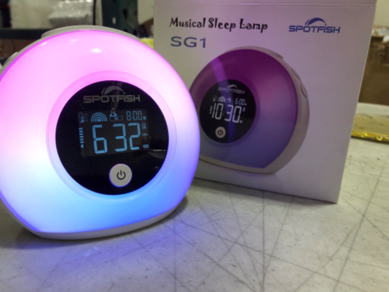 Photo 1 of SPOTFISH Alarm Clock for Kids with Wake Up Light and Bluetooth Speaker, Dimmable Warm Light & Colorful Lights, Night Light Alarm Clock for Girl, Bedroom