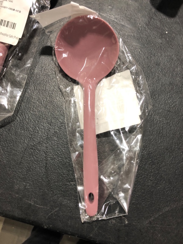 Photo 2 of [Codecozy] Silicone Ladle Spoon for Cooking and Serving Soup, Stew, Gravy & Chili - 482°F Heat-Resistant, BPA-Free, Dishwasher Safe (PINK 