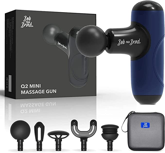 Photo 2 of BOB AND BRAD Q2 Mini Massage Gun, Pocket-Sized Deep Tissue Massager Gun, Portable Percussion Muscle Massager Gun, Ultra Small & Quiet Muscle Massage Gun with Carry Case for On The Go Usage - Blue
