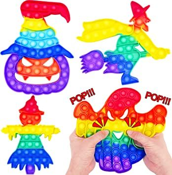 Photo 1 of 4 Pack Halloween Jumbo Pop Fidget Sensory Pop Toys Packs for Kids Adult Gift Halloween Party Favors Push Bubble for Classroom Party Boy Girl Halloween Treat Goodie Bags Fillers Gifts Stress Relief Toy
