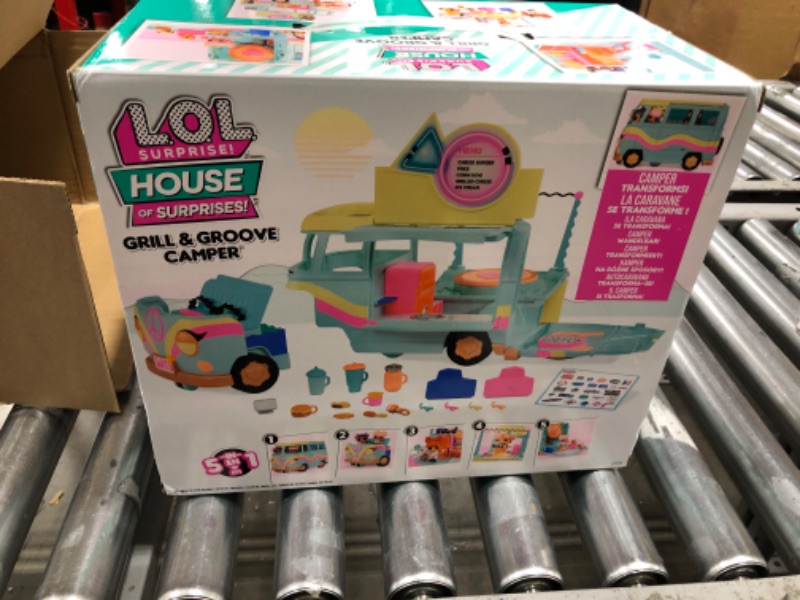 Photo 2 of L.O.L. Surprise! 5-N-1 Grill & Groove Camper Fully-Furnished Playset with Multiple Surprises – Great Gift for Kids Ages 4+, Multicolor, 580645