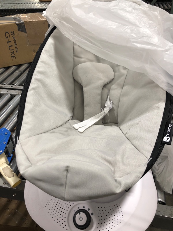 Photo 1 of 4moms RockaRoo Baby Rocker + Safety Strap Fastener, Compact Baby Rocker with Front to Back Gliding Motion, Grey Classic
