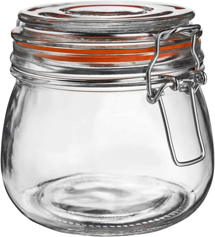 Photo 1 of 25 oz Glass Jars With Airtight Lids And Leak Proof Rubber Gasket,Wide Mouth Mason Jars With Hinged Lids For Kitchen Canisters 750ml, Glass Storage Containers
