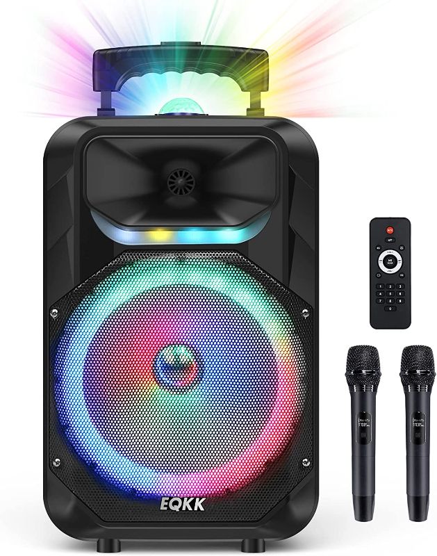 Photo 1 of 2023 Portable Karaoke Machine for Adults and Kids with 2 Wireless Microphones New 10" Subwoofer PA Machines Bluetooth 5.0 Karaoke Speaker System with DJ Light for Outdoor Party
