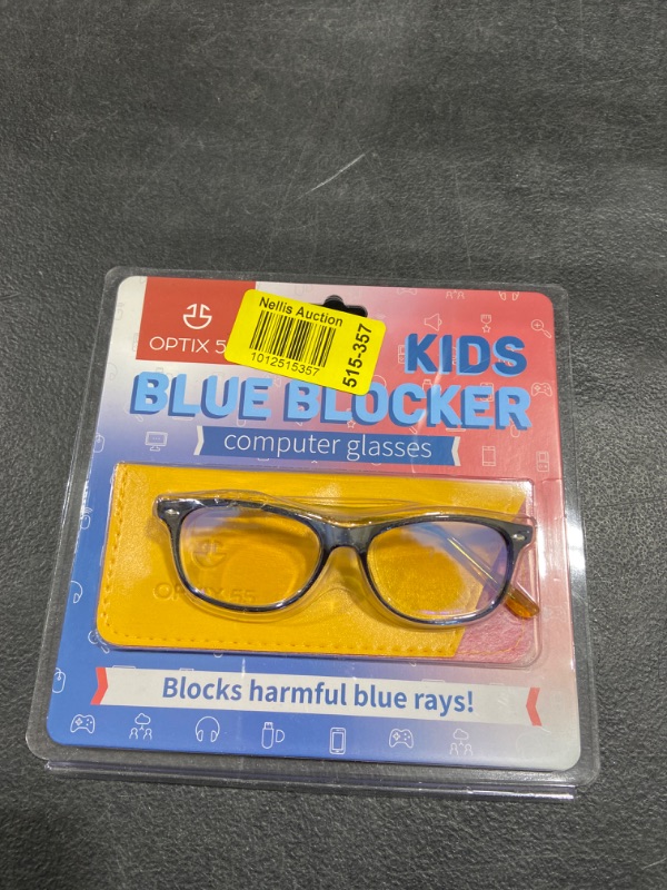 Photo 2 of Blue Light Blocking Glasses Girls & Boys | Anti Eyestrain Blue Light Glasses Kids Computer Gaming Glasses (Ages 3-10) | Flexible Blue Square Frames with Yellow Temples Video Phone Screen Eyeglasses