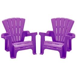 Photo 1 of American Plastic Toys Kids’ Adirondack (Pack of 2), Outdoor, Indoor, Beach, Backyard, Lawn, Stackable Lightweight, Portable, Wide Armrests, Comfortable Lounge Chairs for Children, Purple (2pk) Purple 2